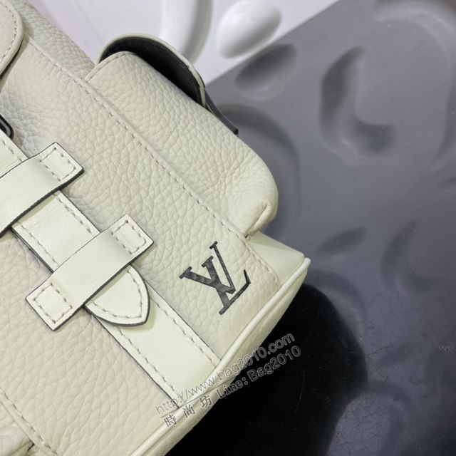LV專櫃新款包包 路易威登經典Christopher XS雙肩包 M58495白色 LV男士斜背包挎包  ydh4299